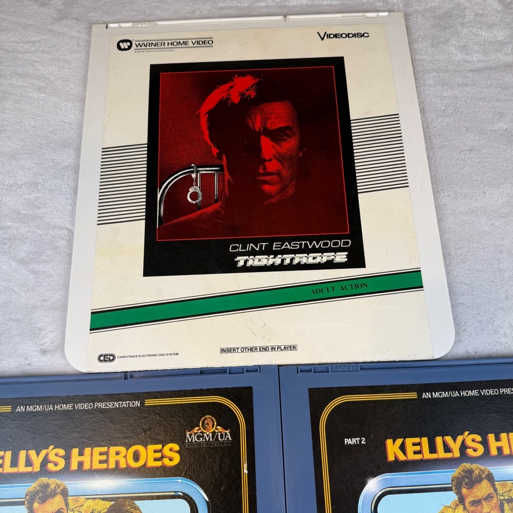 Clint Eastwood Videodisc Lot: Firefox, Kelly's‎ Heroes, Tightrope CED movies - Picture 4 of 5